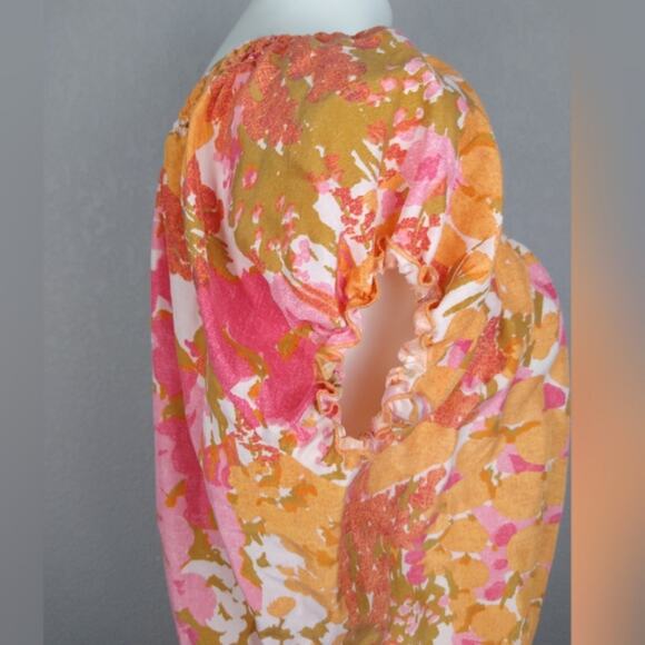 Talbots Pink Orange Silk Floral Drop Waist Dress Size Medium - Picture 12 of 14